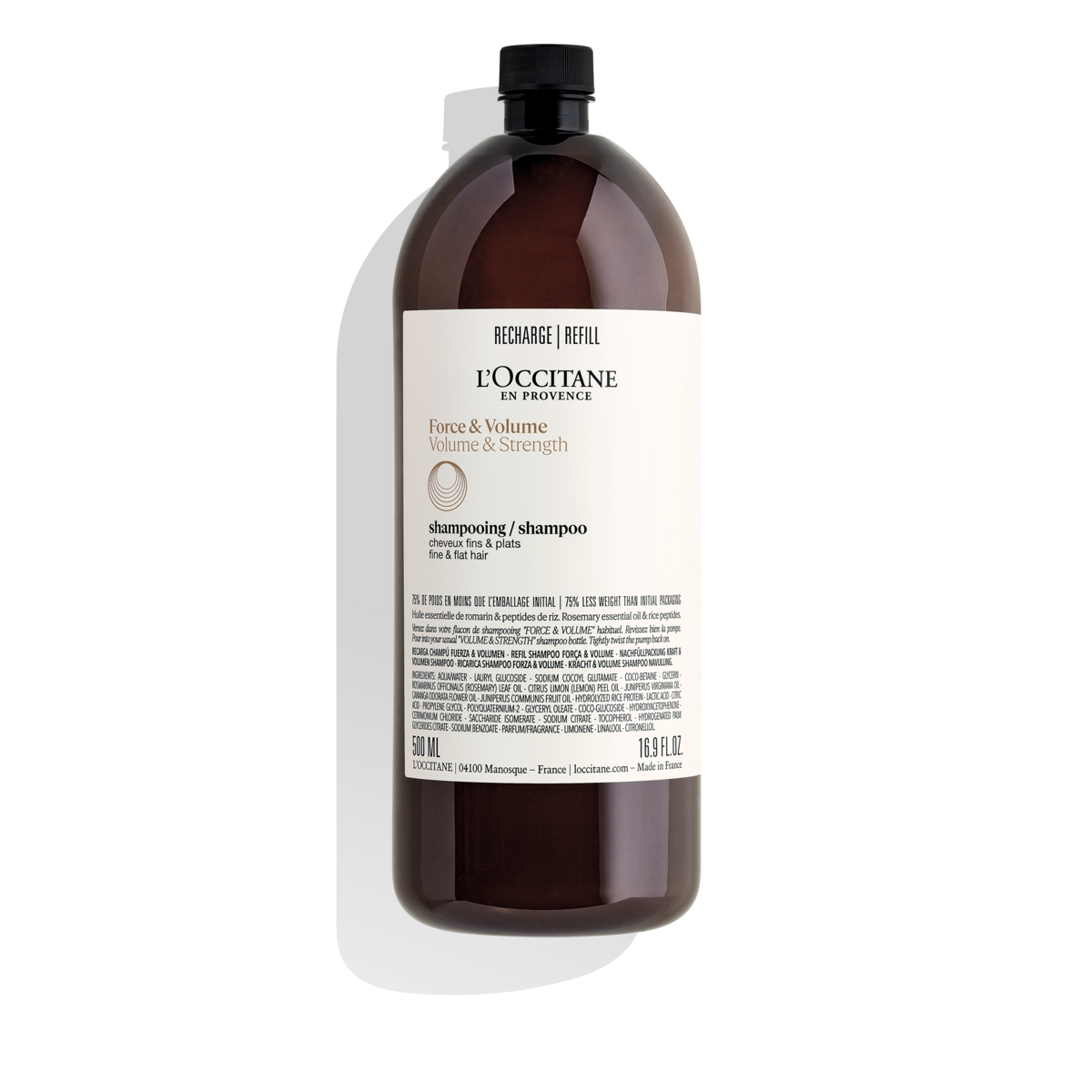 Eco-Refil Shampoo de Aromacologia Força & Volume 500mL